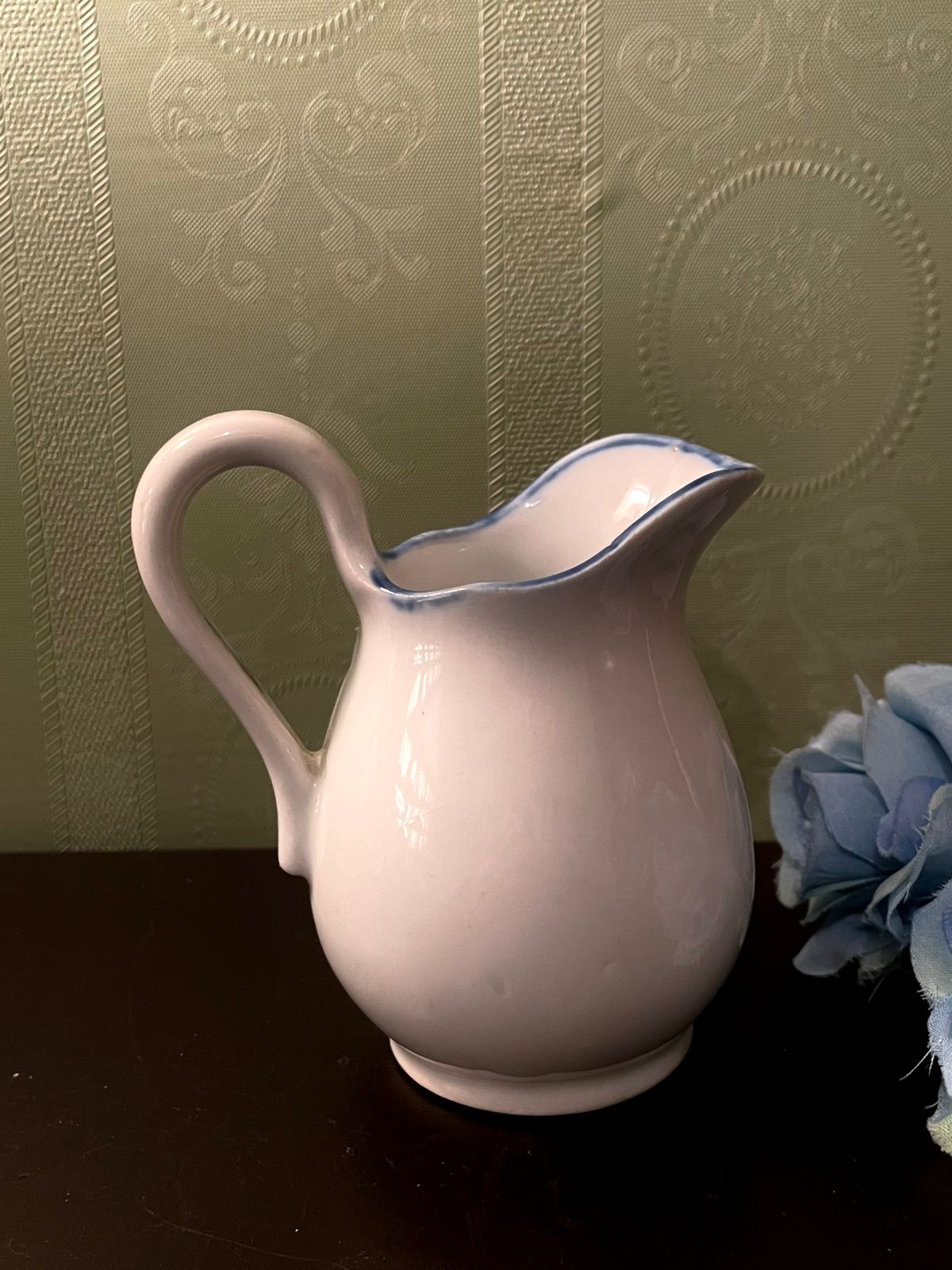 Blue White Ceramic Pitcher Vase 6 Inch