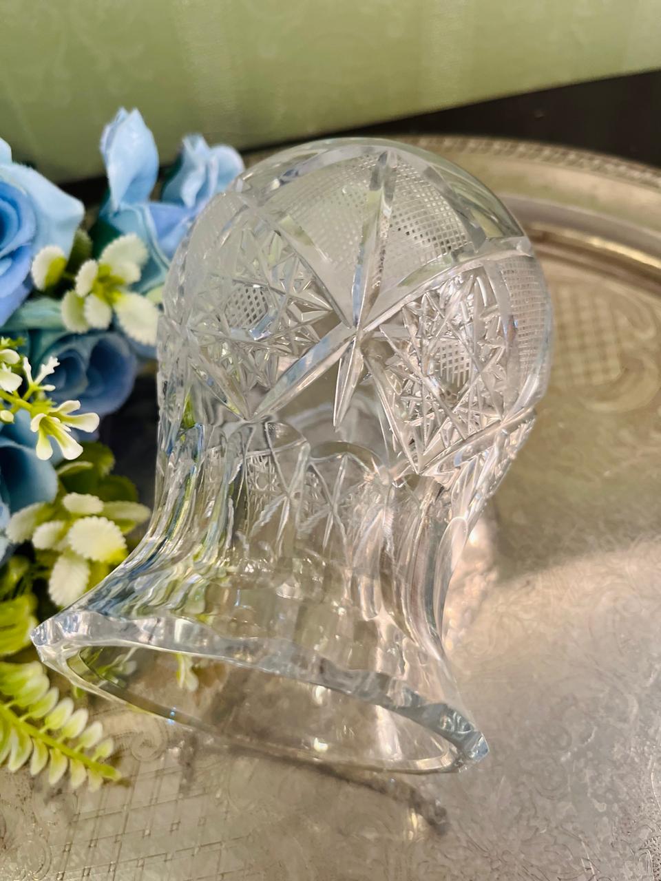 Vintage Cut Crystal Vase 13 cm Starburst Design