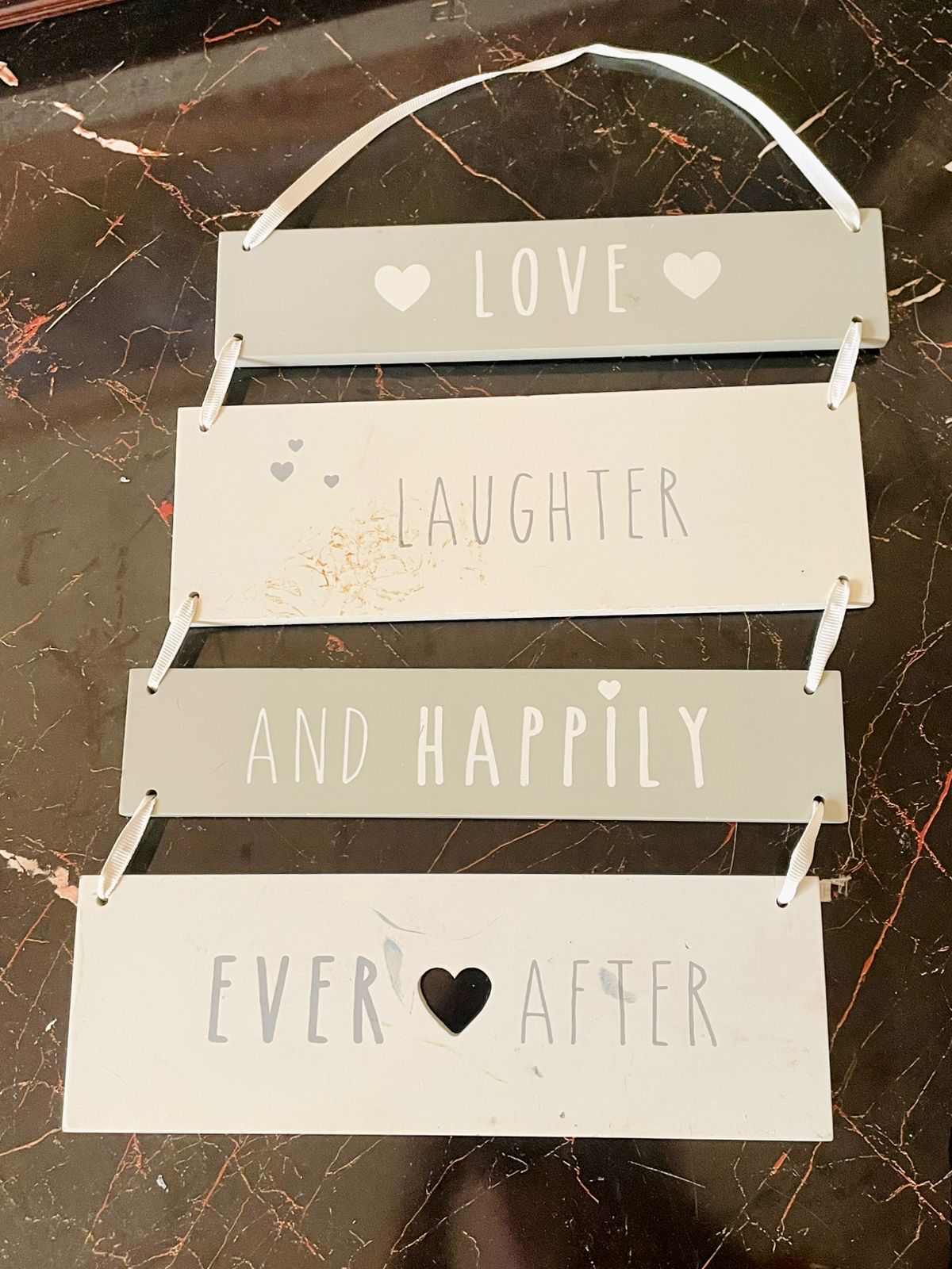 American Creed 4-Step Wooden Wall Plaque – Love,Laughter and happily ever after