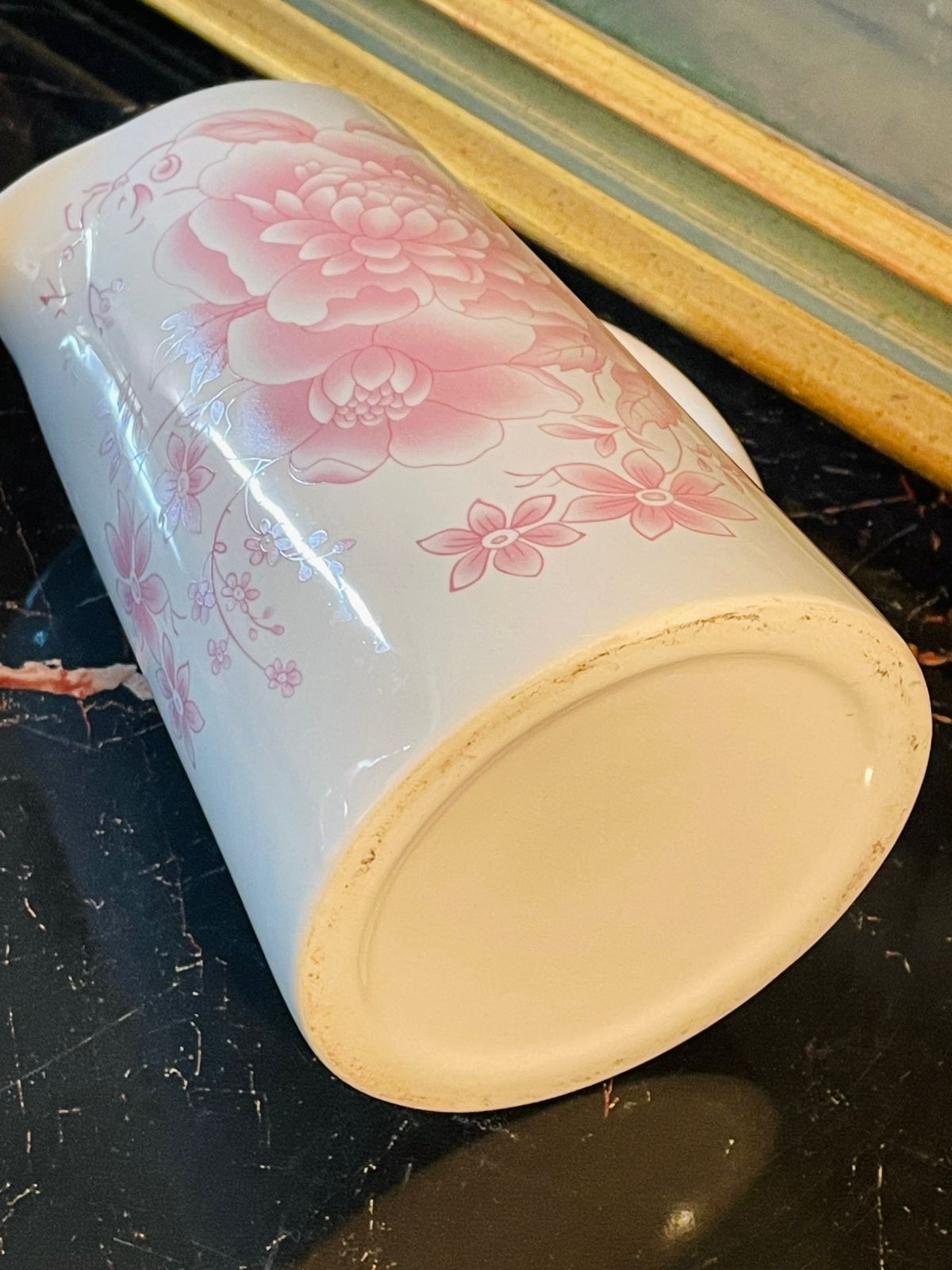 Vintage Pink Floral Ceramic Jug – Made in England – 7 Inches Tall