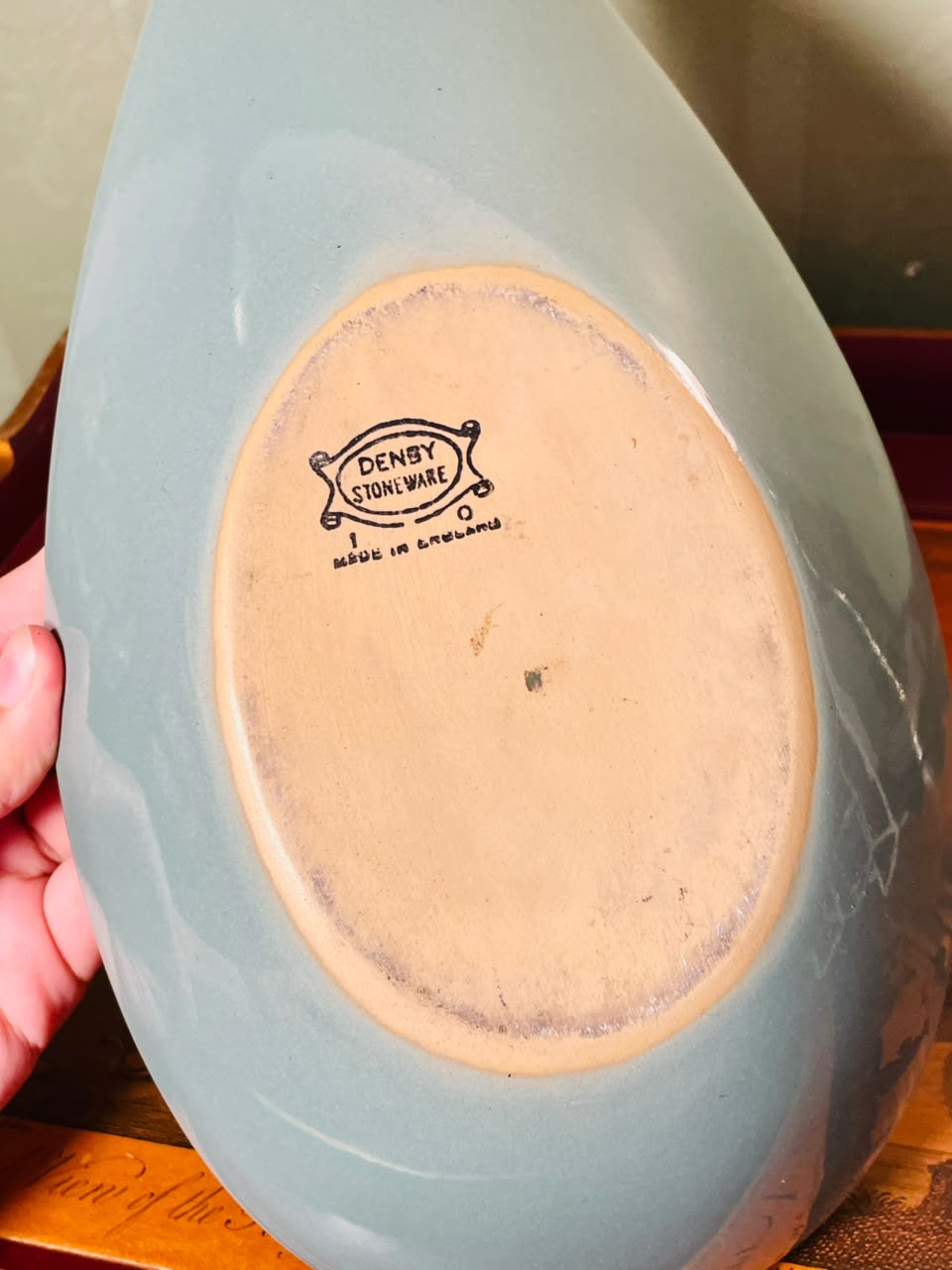 Denby Stoneware Grey-Green Oval Serving Dish – 30cm