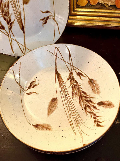 Vintage Wheat Motif Ceramic Serving Bowl 20 cm