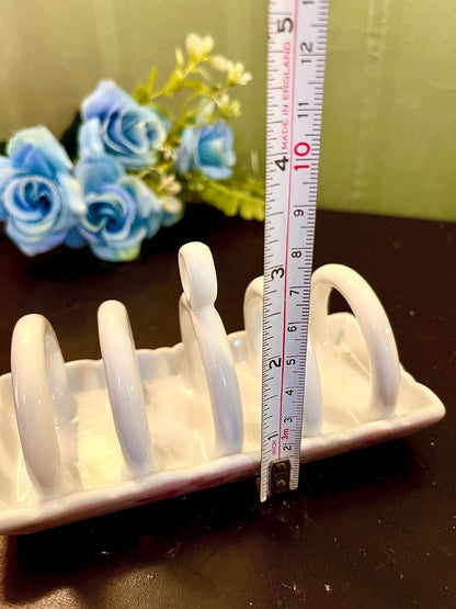 Vintage Ceramic Toast Rack White 5 Slot Holder