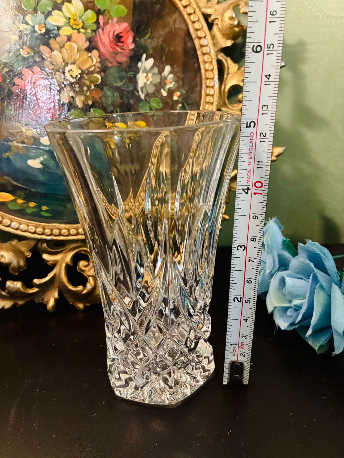 Vintage Clear Cut Crystal Tapered Vase