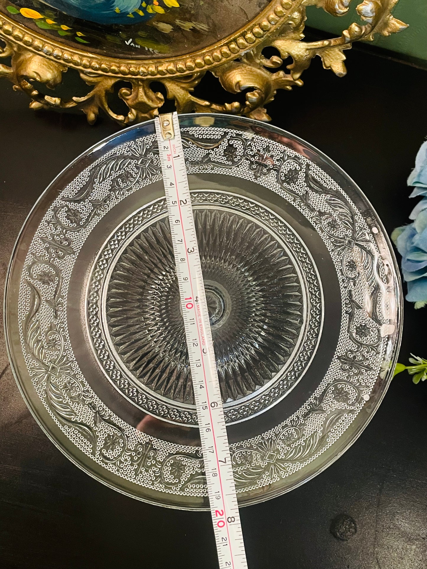 Vintage Crystal Glass Pedestal Cake Stand