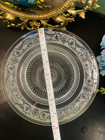 Vintage Crystal Glass Pedestal Cake Stand