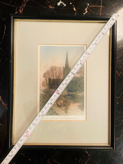 Vintage Stratford Church Painting Framed England Landscape Art