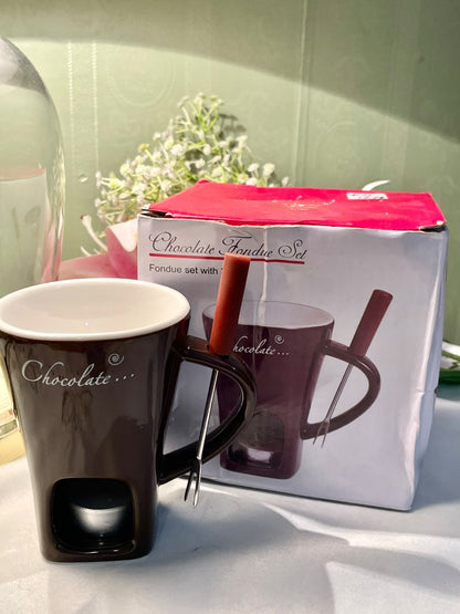 Chocolate Fondue Ceramic mug Brown 14 cm