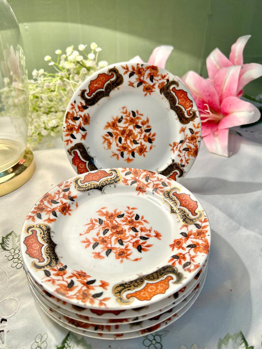 Vintage Imari-style floral Quarter Plates – Set of 6