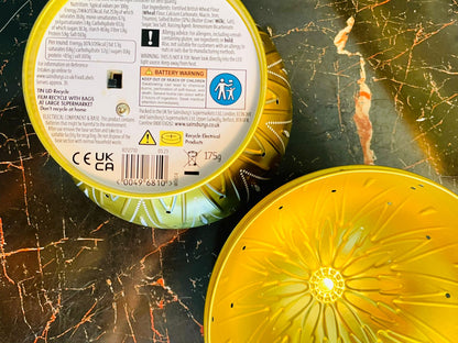 Golden Metal Light-Up Tin Lantern Jar – Starburst Cut-Out Cookie Jar