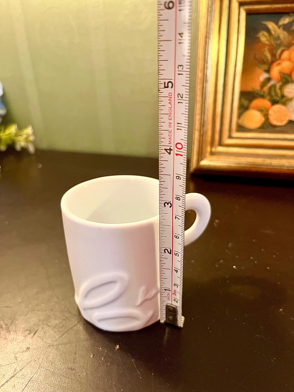 White Ceramic Face Mug – 3 Inch Minimalist Coffee Cup