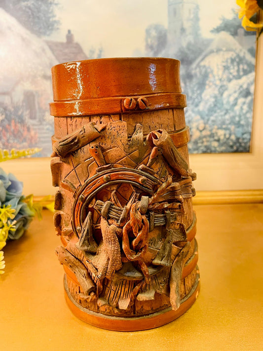 Vintage Rustic Wooden Barrel Style Jug