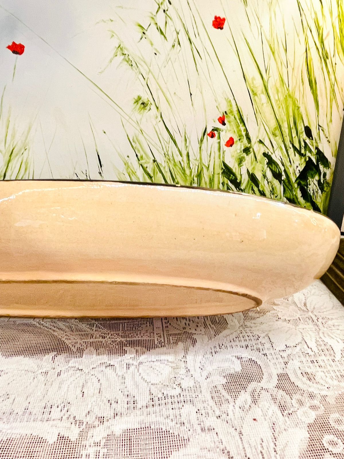 Hand Painted Moroccan Style Oval Ceramic Serving Dish