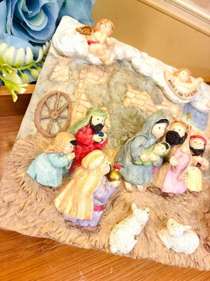 Handcrafted Nativity Scene Wall Plaque – Peace on Earth, 3D Decor