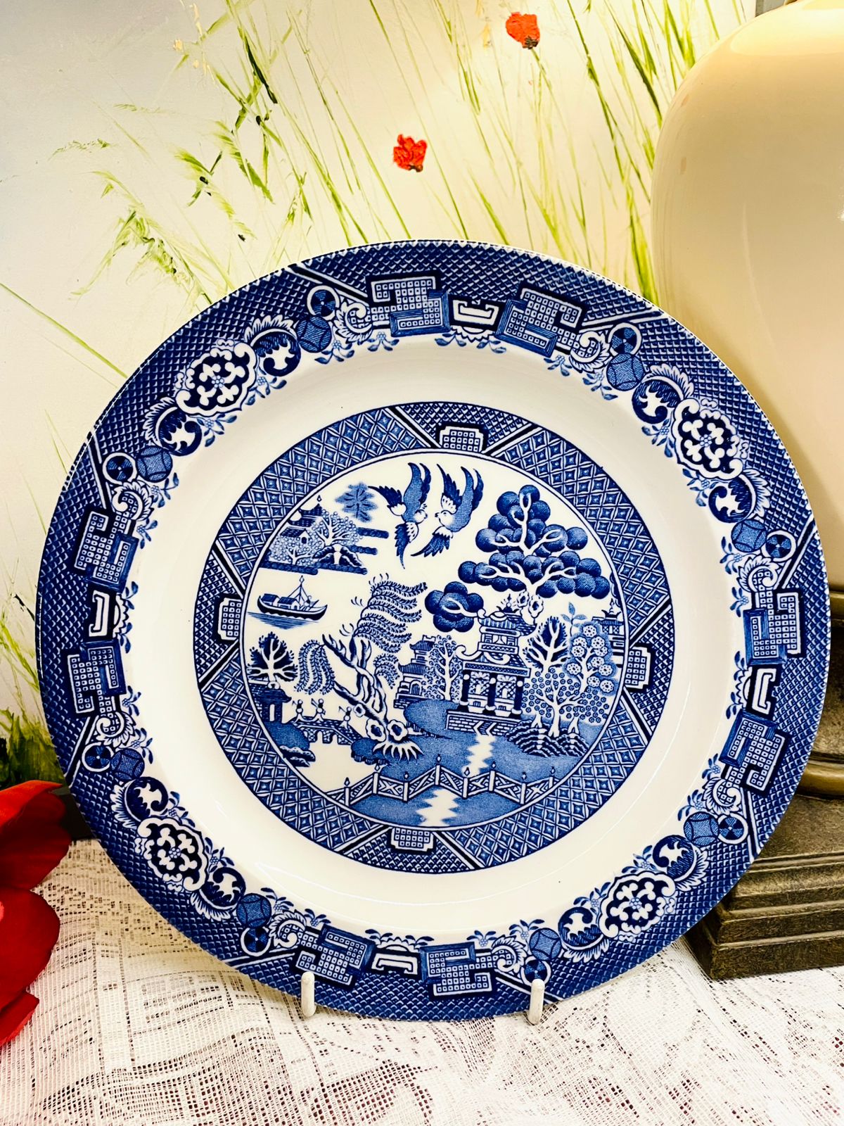Vintage Palissy Old Windsor Locks Blue & White Plate 9 in