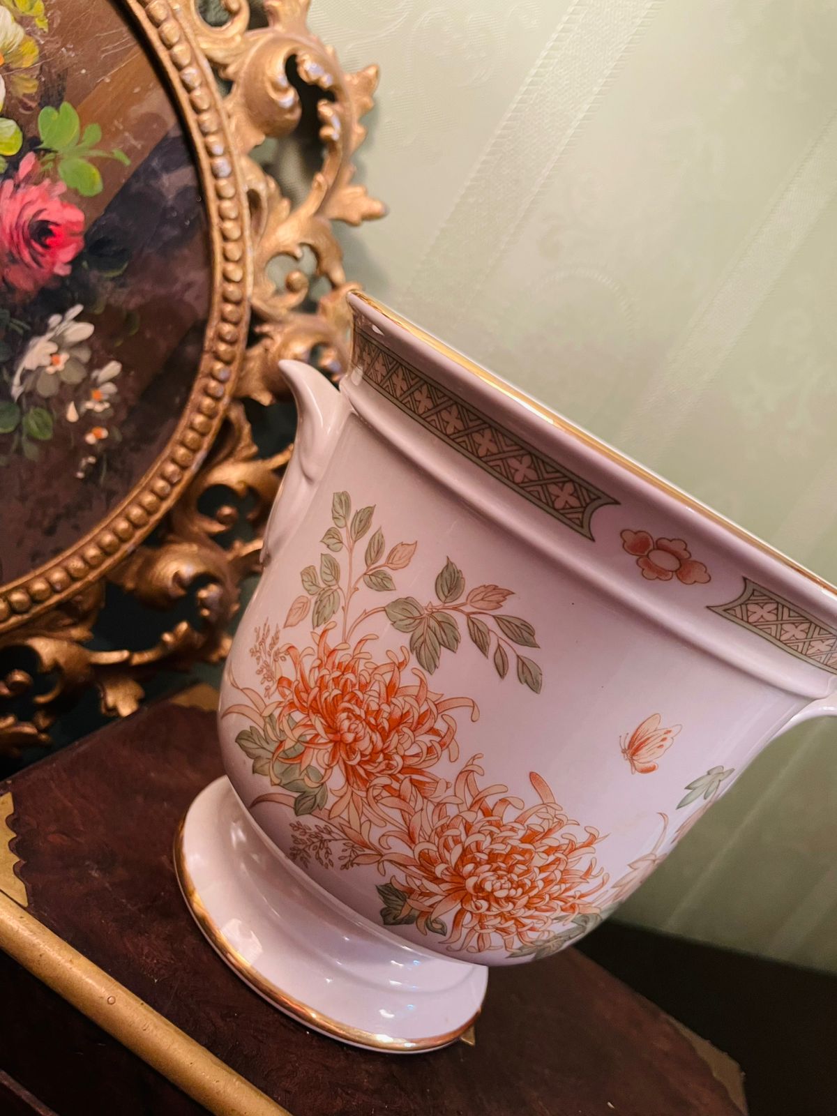 St Michael Chrysanthemum Ceramic Planter 5 Inch Made in England