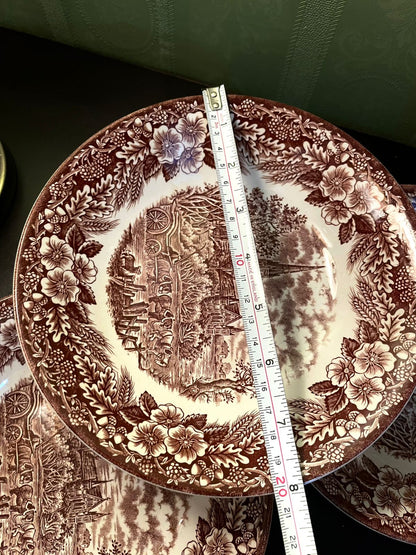 Broadhurst Brown Transferware Deep plates Set of 4 – England