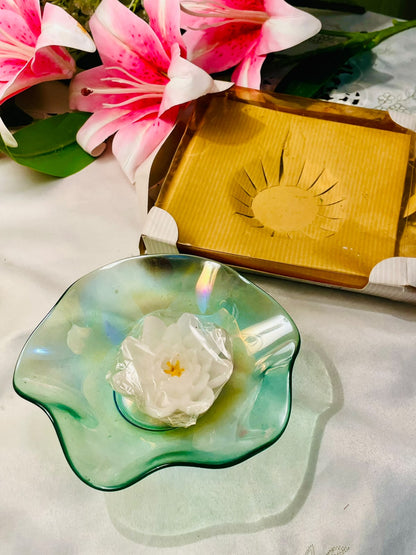 Creative Gifts Green Crystal Bowl with Floating Candle Set | 6"