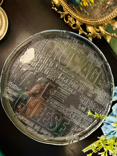 Vintage Large Crystal Glass Cheese Serving Platter