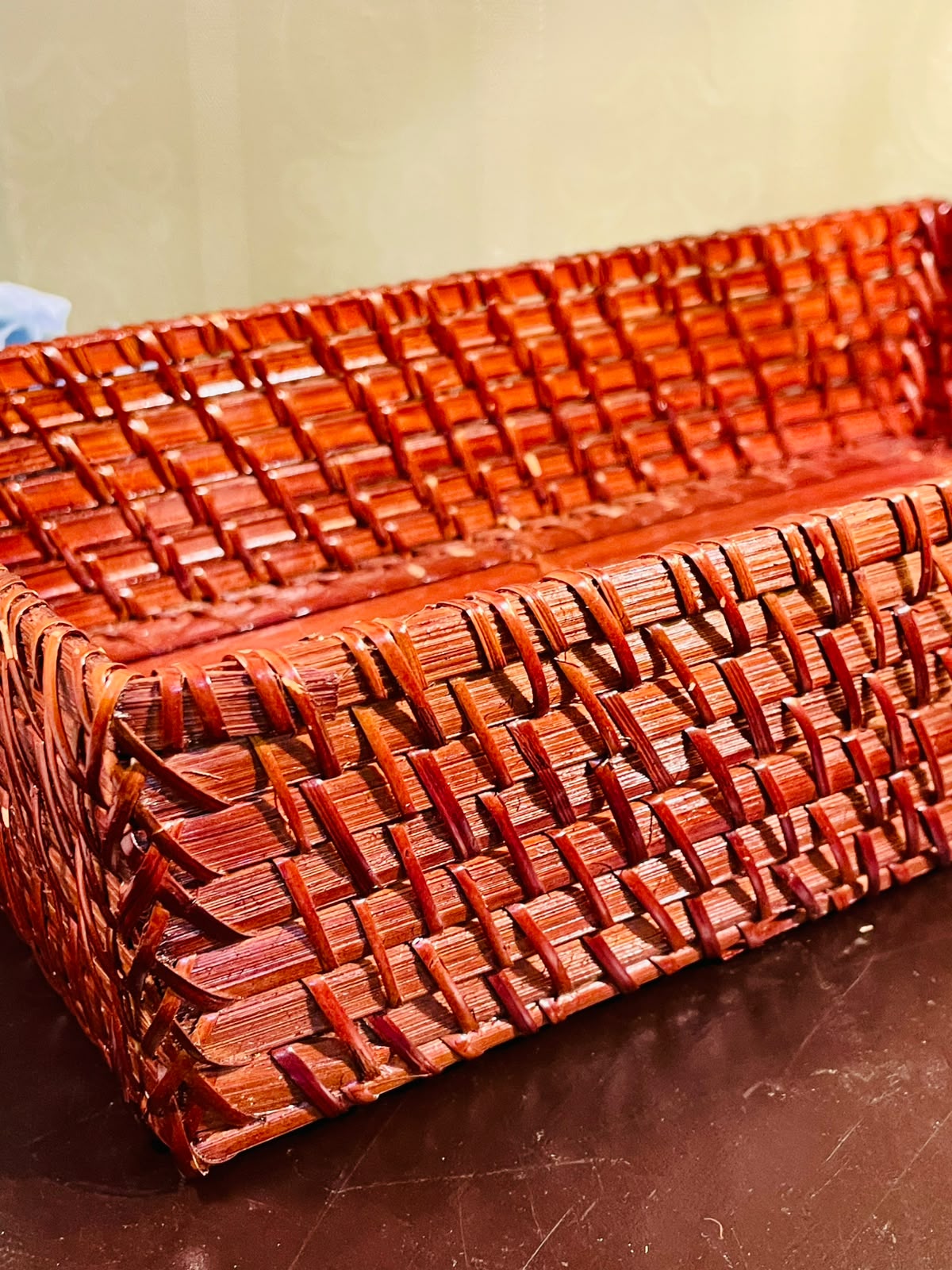 Large Rectangular Bamboo Storage Basket – Woven Organizer Basket