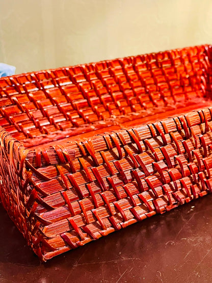 Large Rectangular Bamboo Storage Basket – Woven Organizer Basket