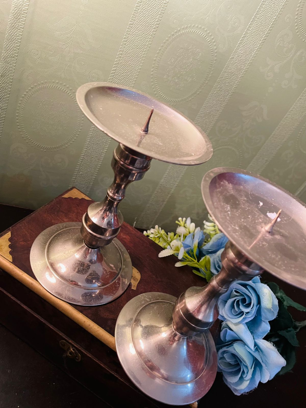 Pair of Vintage Silver Plated Candlestick Holders 6 Inch