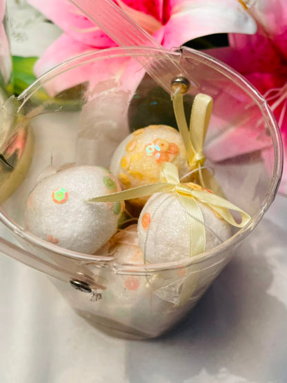 Set of Decorative Glitter Baubles in Clear Carry Case Approx. 14 cm