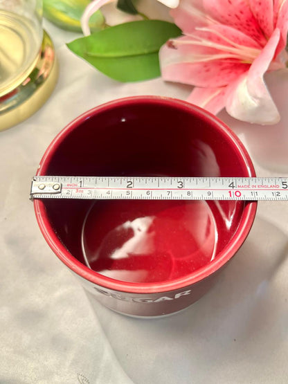 Wilko Red Ceramic Sugar Jar with Bamboo Lid 10cm
