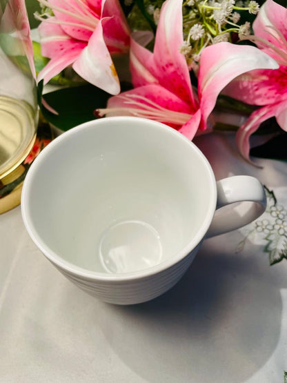 MALVERN next White Ribbed Ceramic Soup  Mug 10 cm