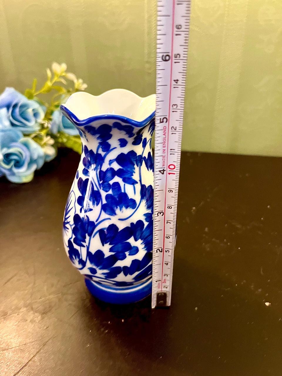 Blue and White Floral Ceramic Vase