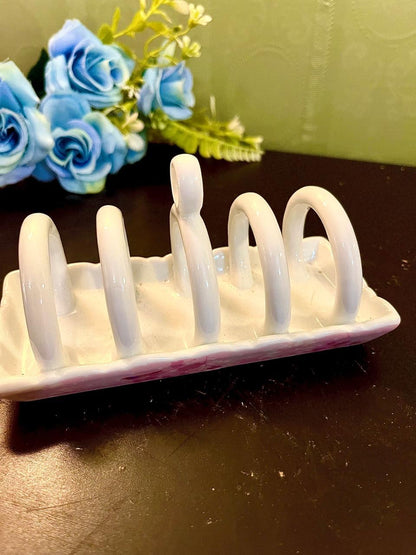 Vintage Ceramic Toast Rack White 5 Slot Holder