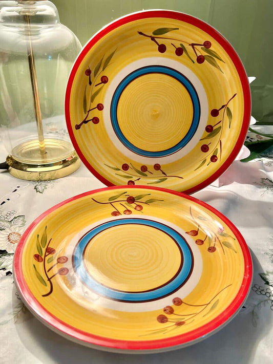 Hand painting Yellow Berry Serving Plater Set of 2 – 10 in
