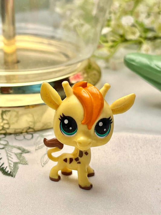Yellow Giraffe Toy Figurine with Orange Hair | Approx. 2.5 in