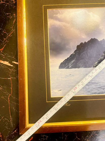 Vintage Seascape Framed Photography – Rocky Coast Wall Art