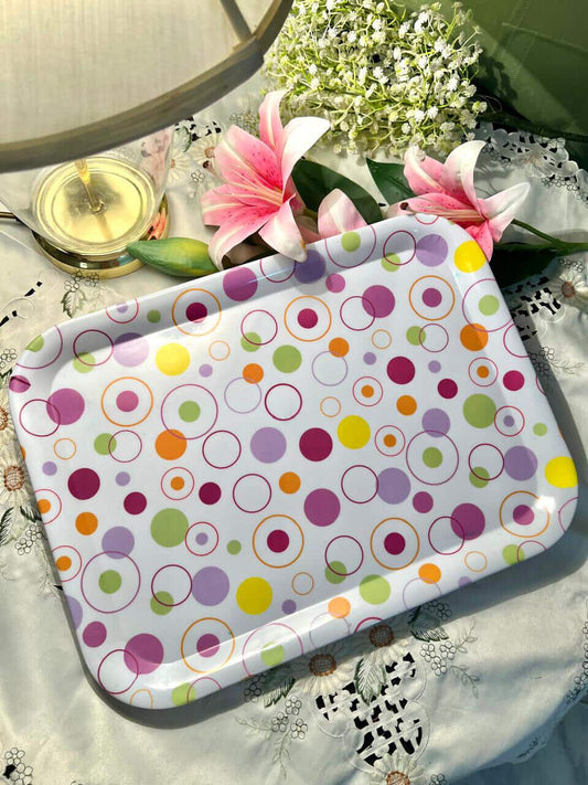 Vintage Multicolour Circle Serving Tray Approx 42 cm
