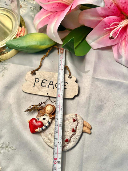 Vintage Peace Angel Heart Wall Plaque Approx 20 cm