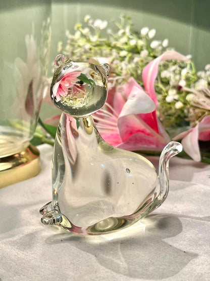Clear Crystal Cat Figurine 10.5cm - 1 Piece