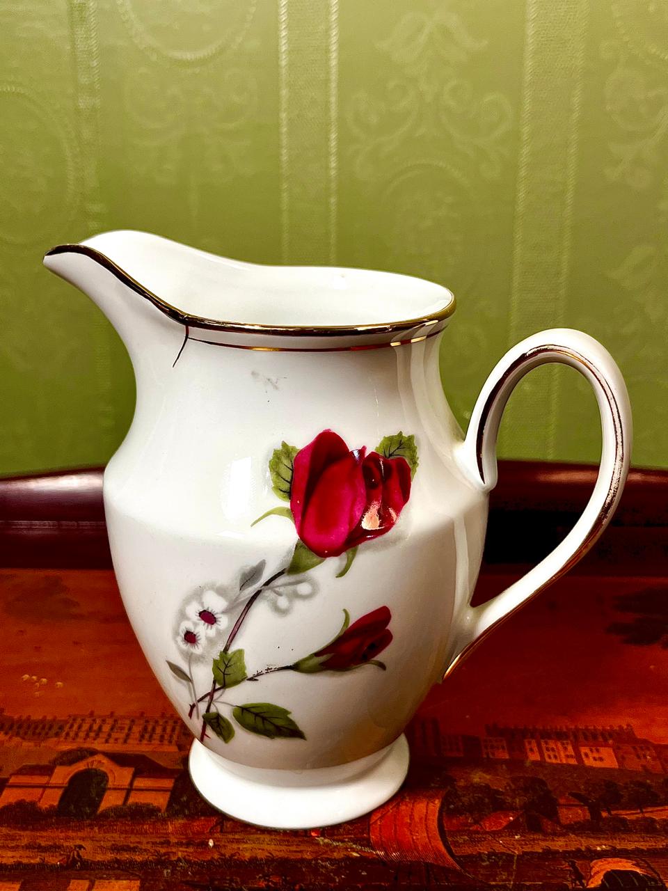 Vintage Rose Floral Porcelain Milk Jug | 5 Inch Creamer Pitcher