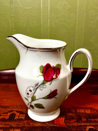 Vintage Rose Floral Porcelain Milk Jug | 5 Inch Creamer Pitcher
