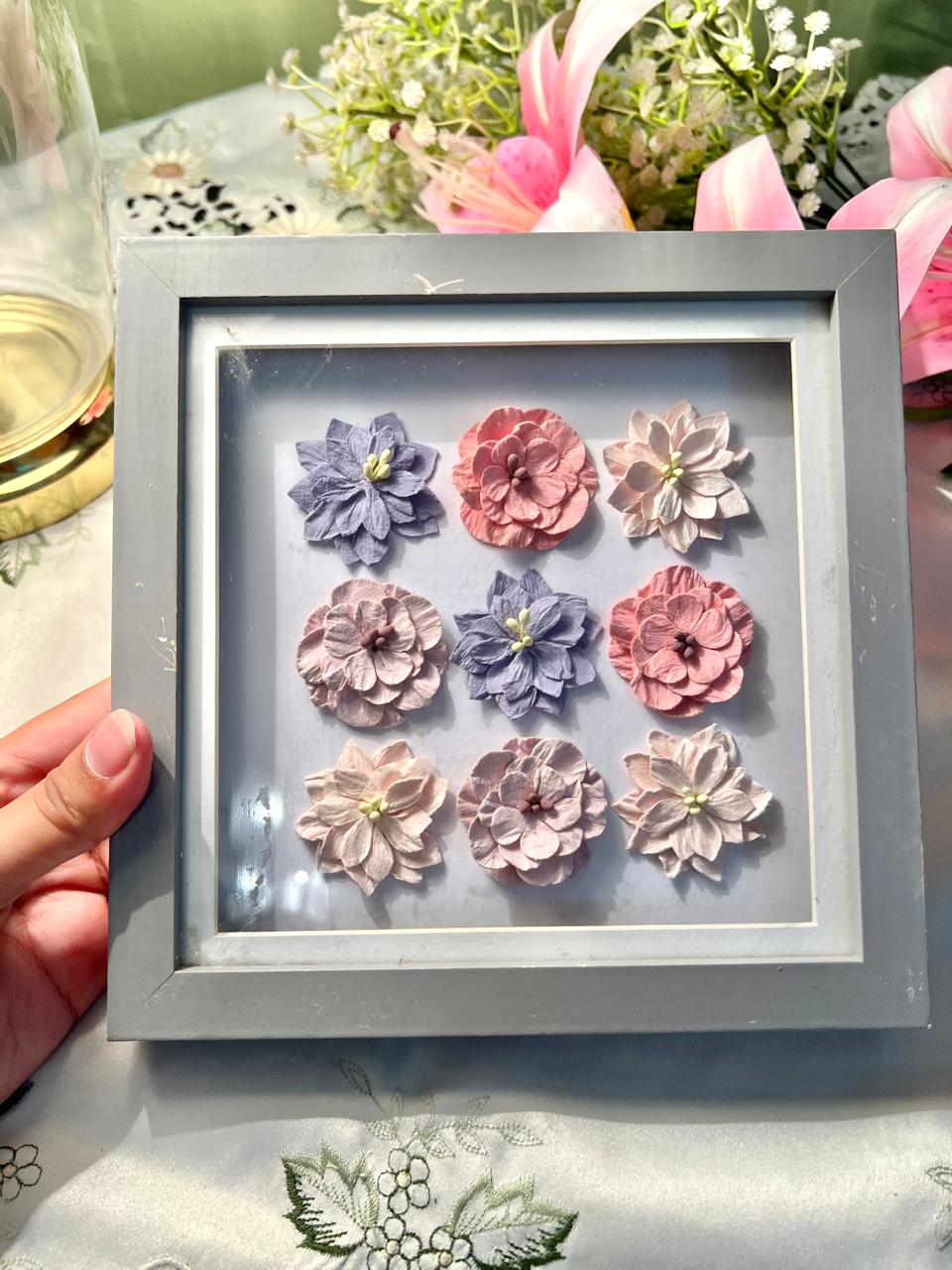 3D Floral Shadow Box Wall Art 8"