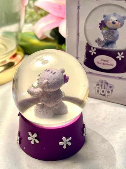 Happy 21st Birthday Teddy Bear Snow Globe Approx. 8 cm