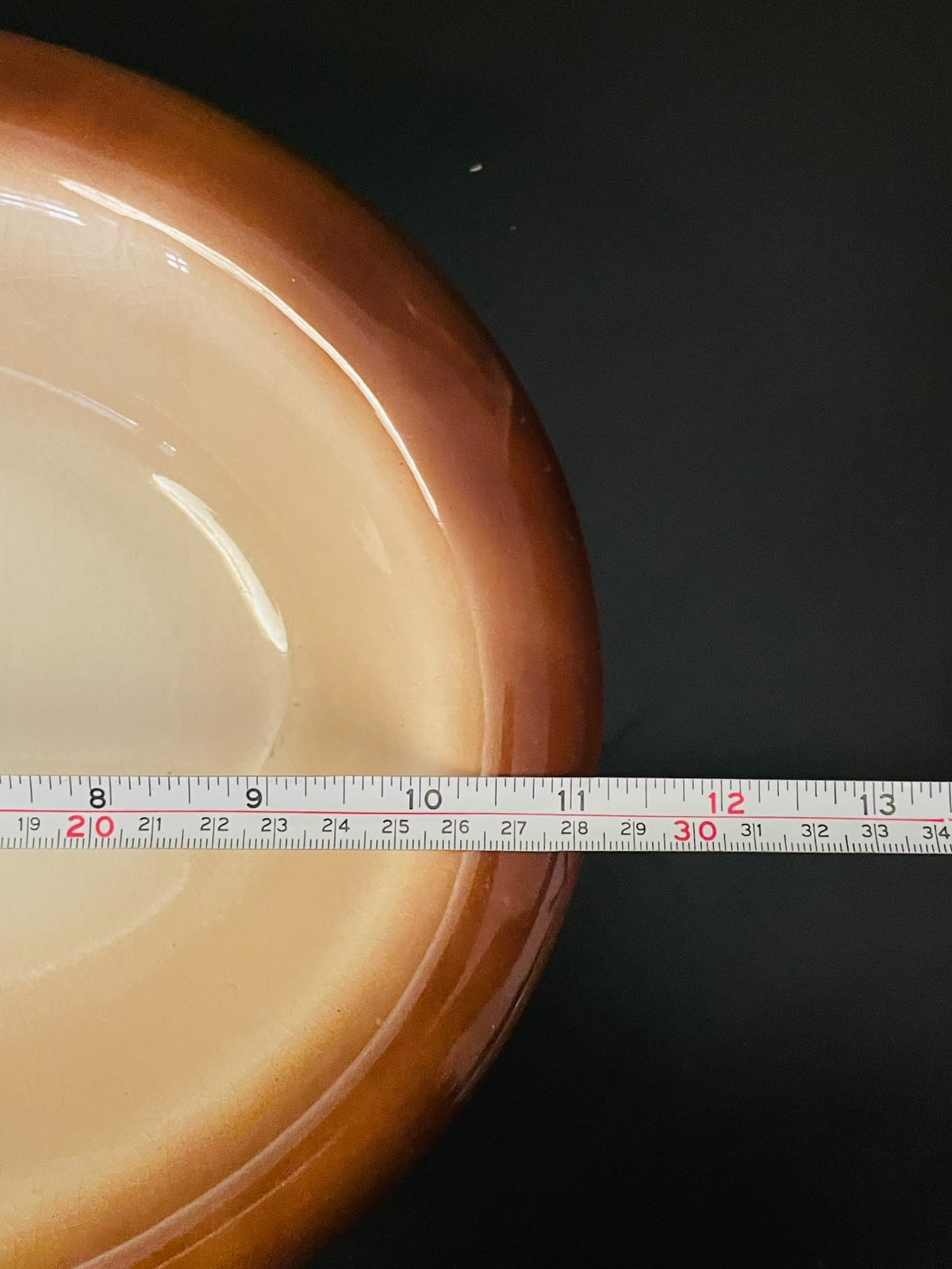 Vintage Brown Ombre Ceramic Serving Bowl 11 Inch