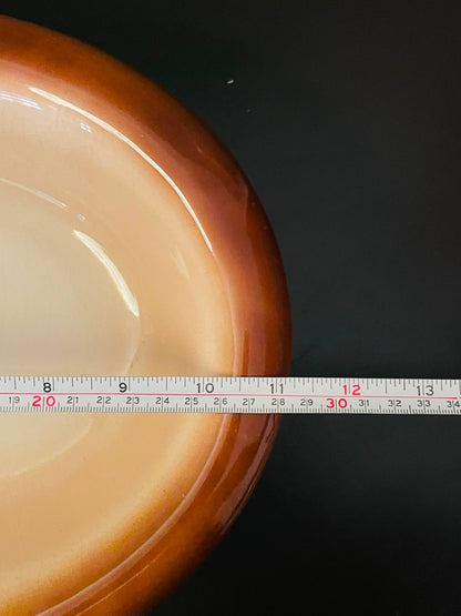 Vintage Brown Ombre Ceramic Serving Bowl 11 Inch