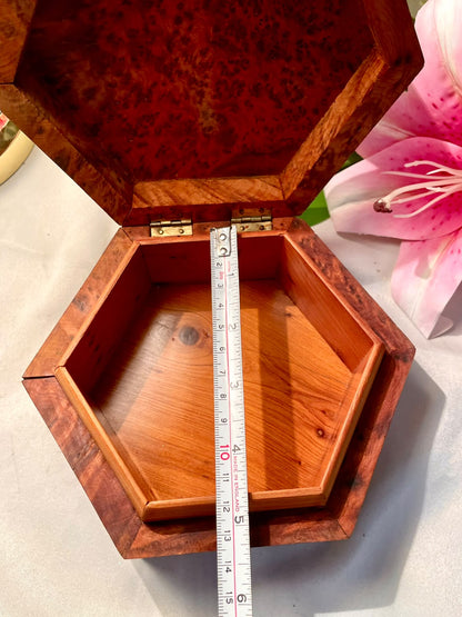 Vintage Wooden Hinged Trinket Box 6 in