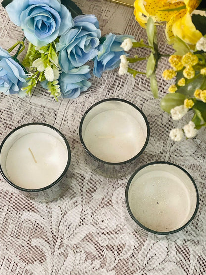 Vintage Silver Mercury Glass Candle Holder with Candles