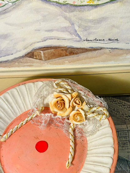 Vintage Terracotta Pedestal Cake Stand – Peach & Cream