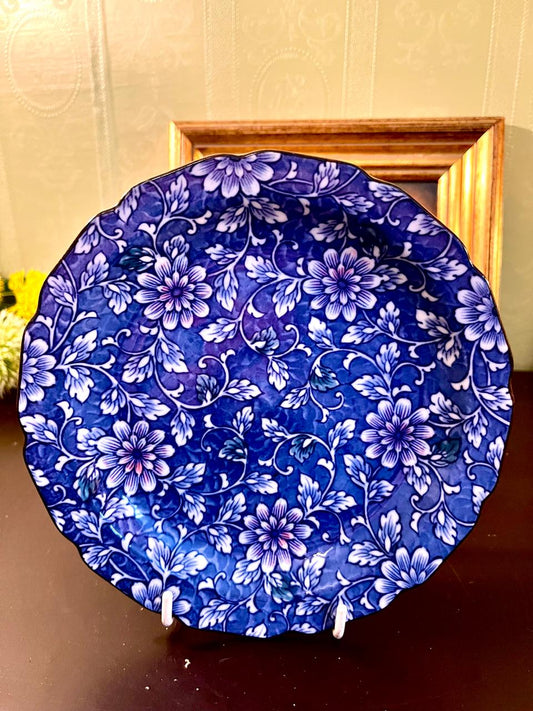 Vintage Blue Floral Chintz Style– 8 Inch Decorative Ceramic Plate