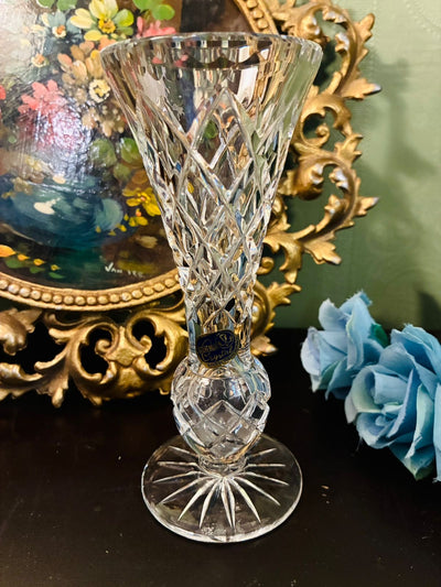 Bohemia Crystal Tall Cut Crystal Footed Vase