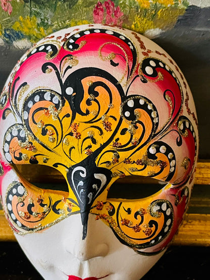 Hand-Painted Venetian-Style Wall decor – Red, Gold & Black