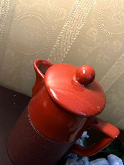 Vintage Brown Ceramic Coffee Pot Tall Retro Serving Jug